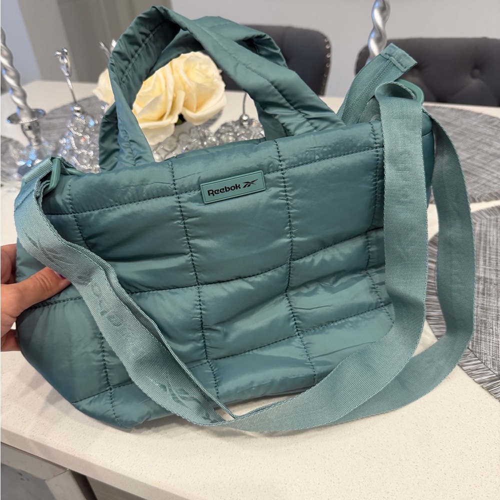 Reebok Quilted Shoulder Tote in Teal Green
